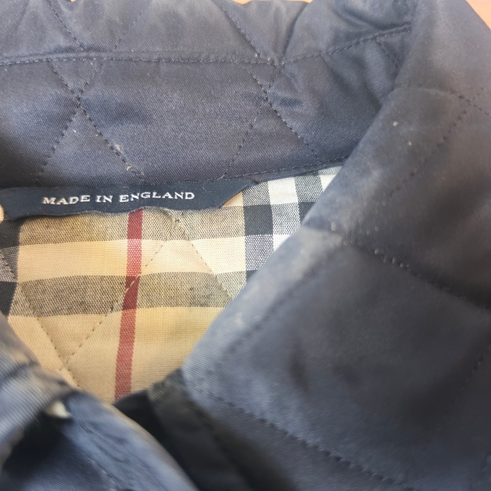 Burberry Quilted Jacket Womens XL Navy Blue Good Nova Check Lining Made England - Picture 5 of 10